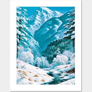 Little Brown Bushes Poking Through the Snowy Frost Posters and Art